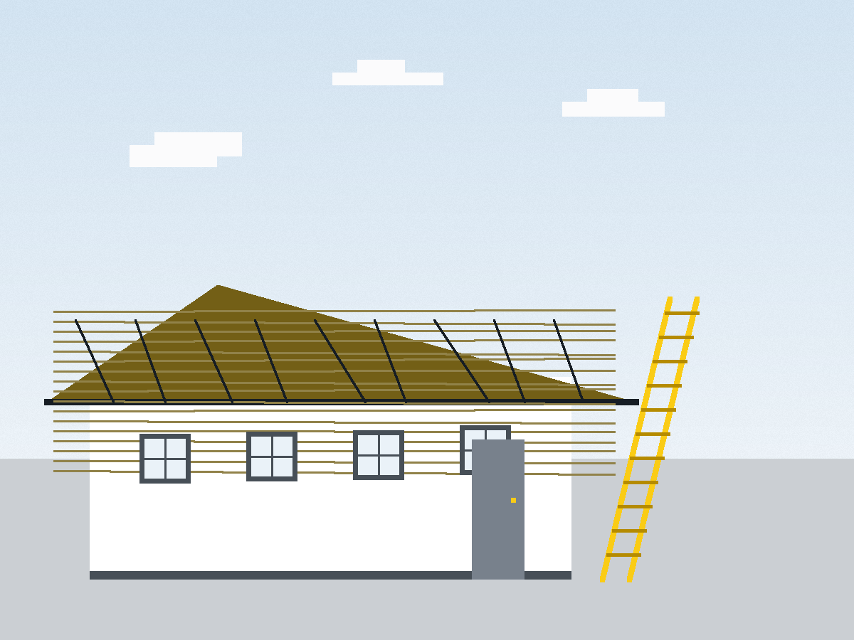 Roofing crew working on a residential property